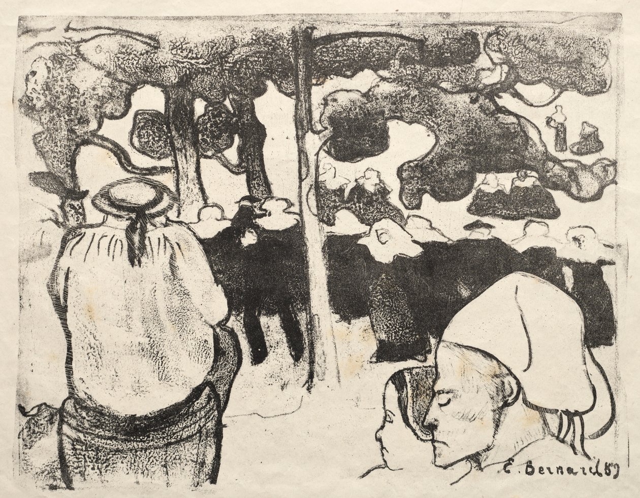 Les Bretonneries: Svatba v Bretani (La Noce en Bretange) od Emile Bernard