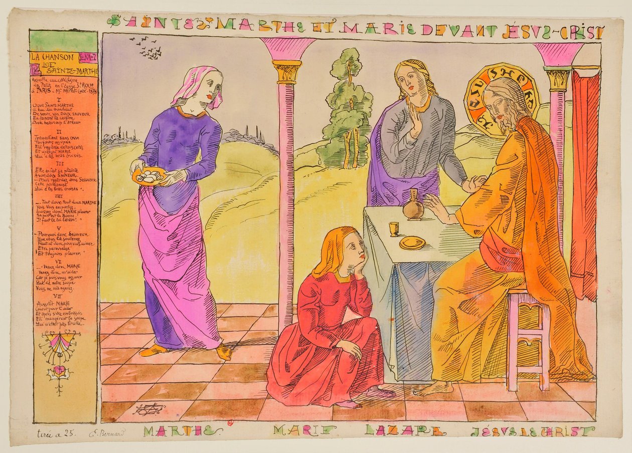 Svatá Marta a Marie před Ježíšem Kristem od Emile Bernard