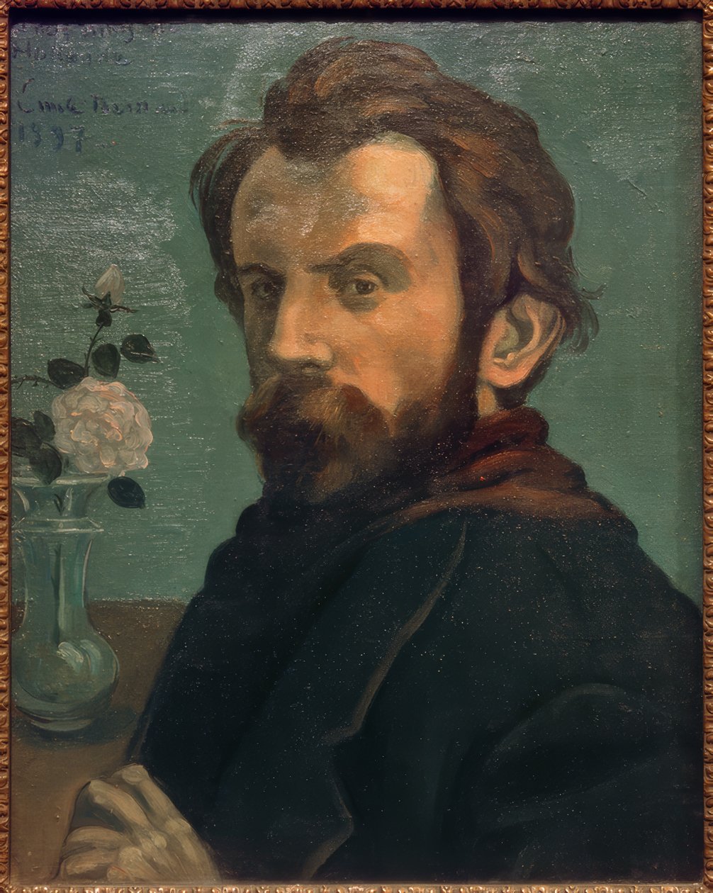 Autoportrét s vázou s květinami od Emile Bernard