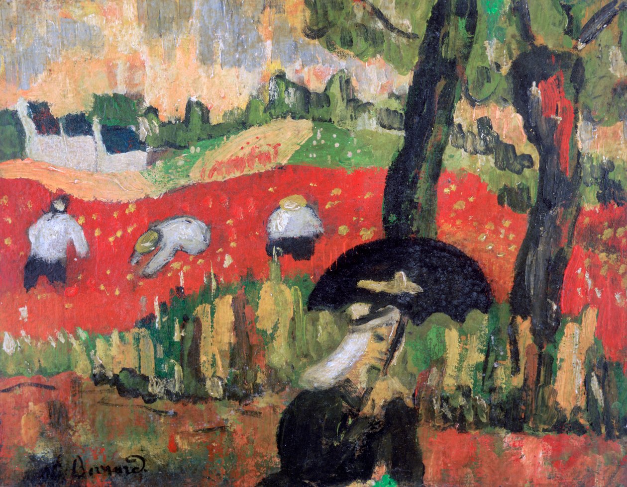 Rudé pole, Pont Aven, c1887 od Emile Bernard