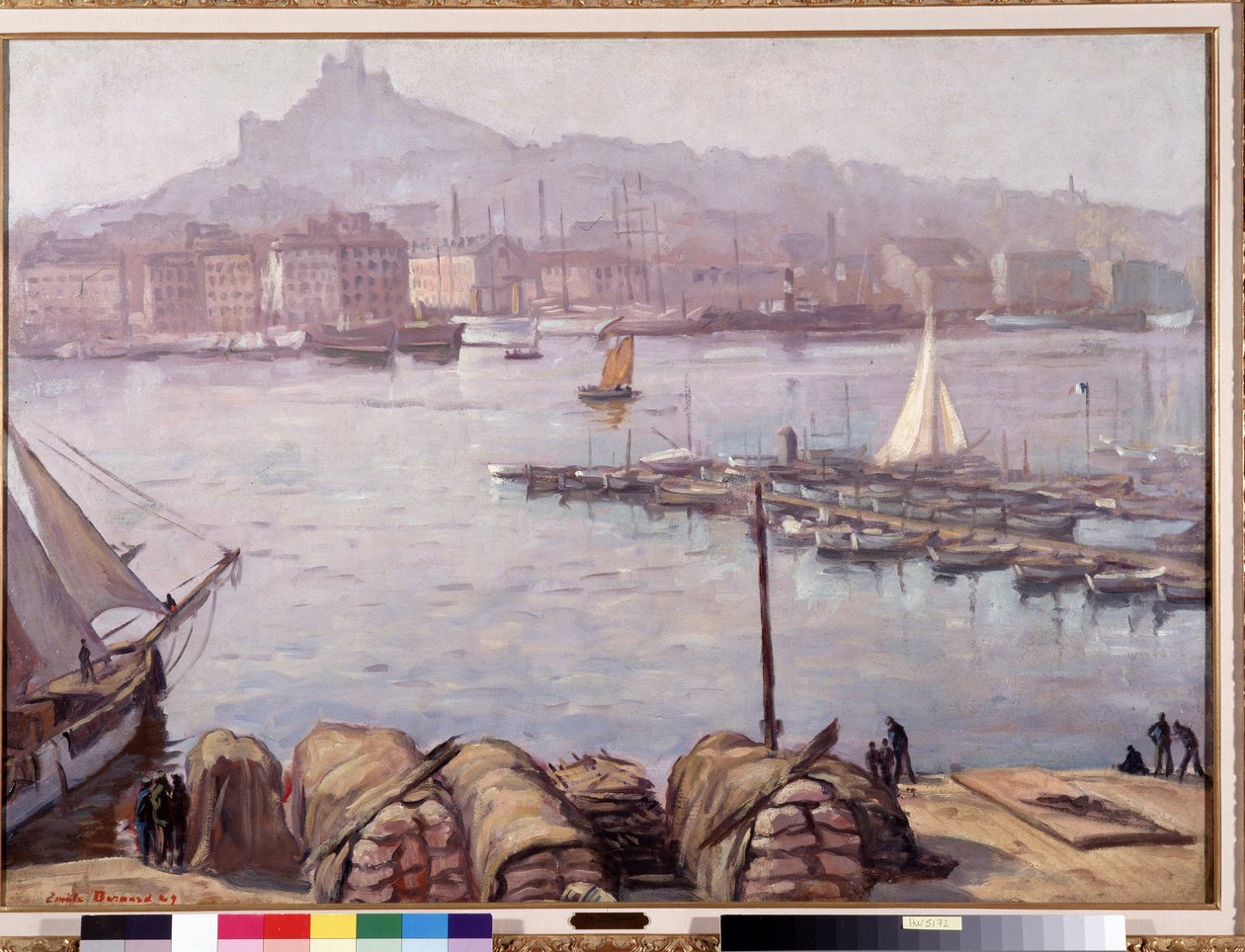 Starý přístav Marseille a Notre Dame de la Garde (Notre-Dame-de-la-Garde), nazývaný také Dobrá matka““ Obraz Emila Bernarda (1868-1941) 1929 Rozm. 77,5x107 cm Povinná zmínka: Kolekce zakládající pozdrav z Provence, Marseille od Emile Bernard