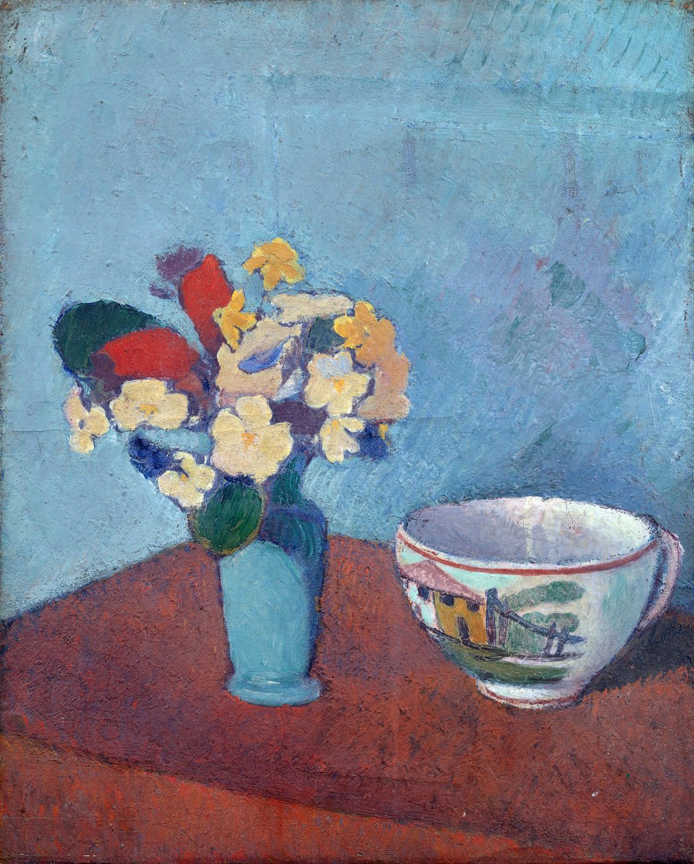 Váza s květinami a pohár - Malba Emila Bernarda (1868-1941), olej na plátně od Emile Bernard