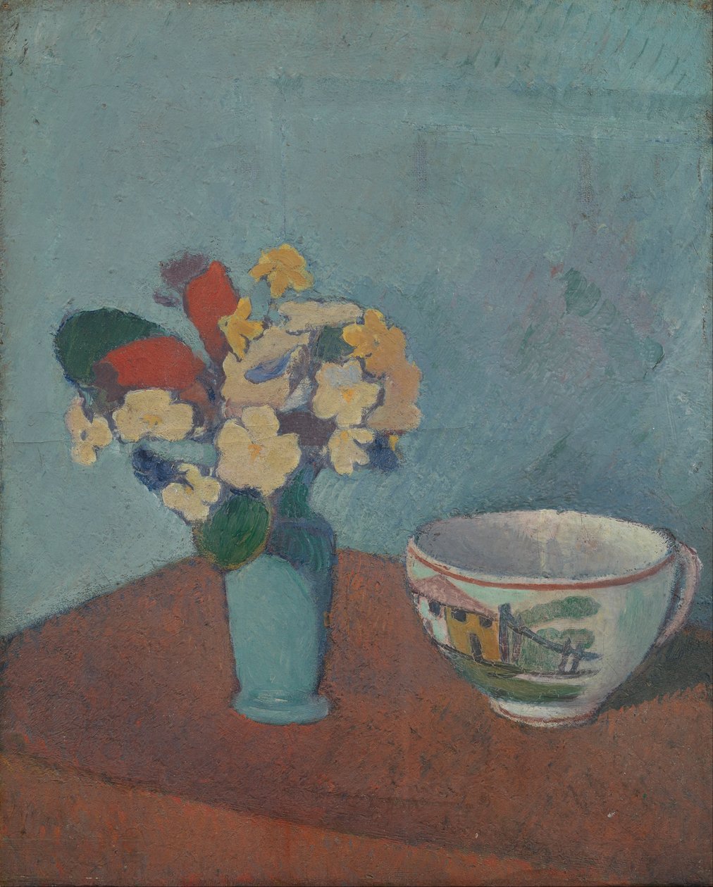 Váza s květinami a šálkem od Emile Bernard