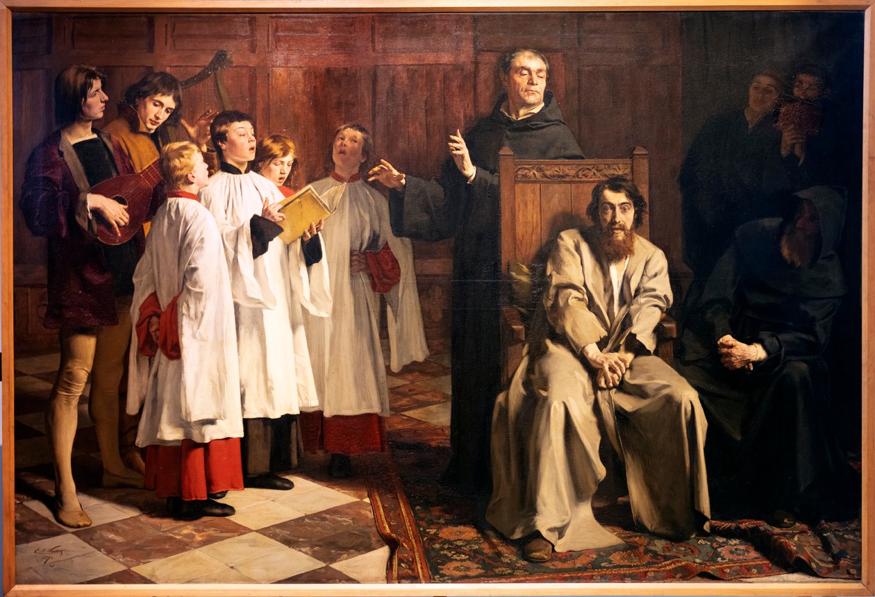 Emile Wauters. Hugo van der Goes v Červeném ambitu. 1872. Olej na plátně. (olej na plátně) od Emile Charles Wauters