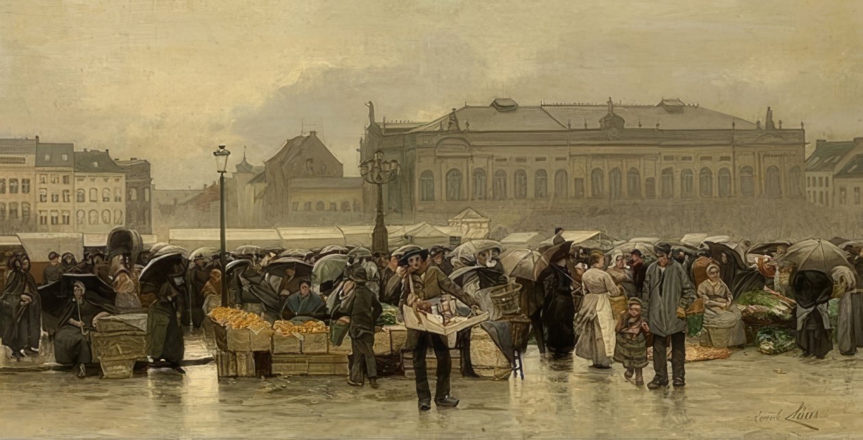 Trh před divadlem v Antverpách od Emile Claus