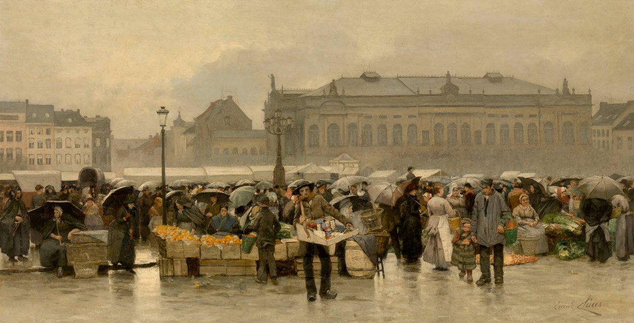 Náměstí před divadlem v Antverpách od Emile Claus