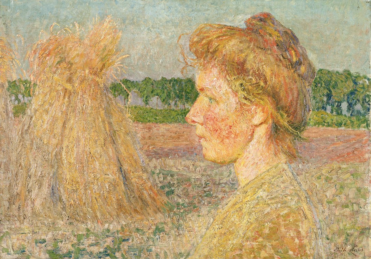 Ženský profil a snopy obilí od Emile Claus
