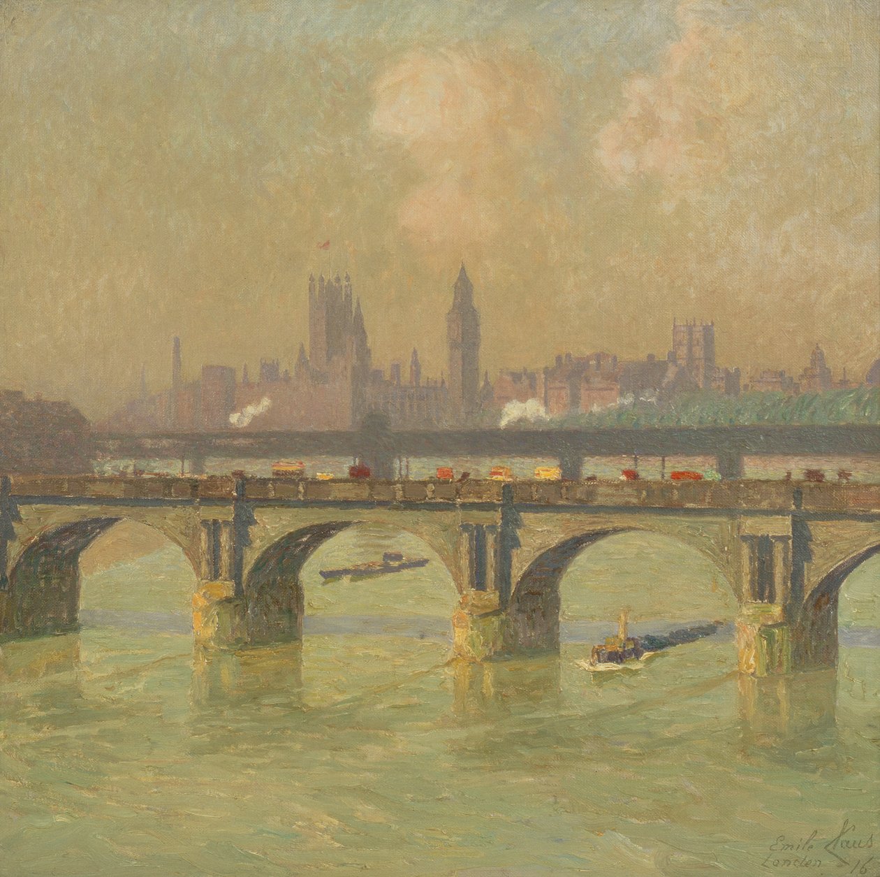 Waterloo Bridge a Hungerford Bridge od Emile Claus