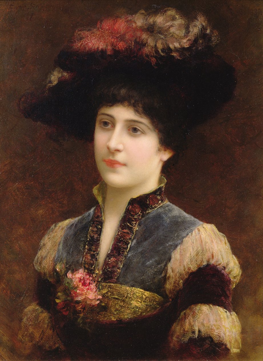Dáma v klobouku, 1887 od Emile Eismann Semenowski