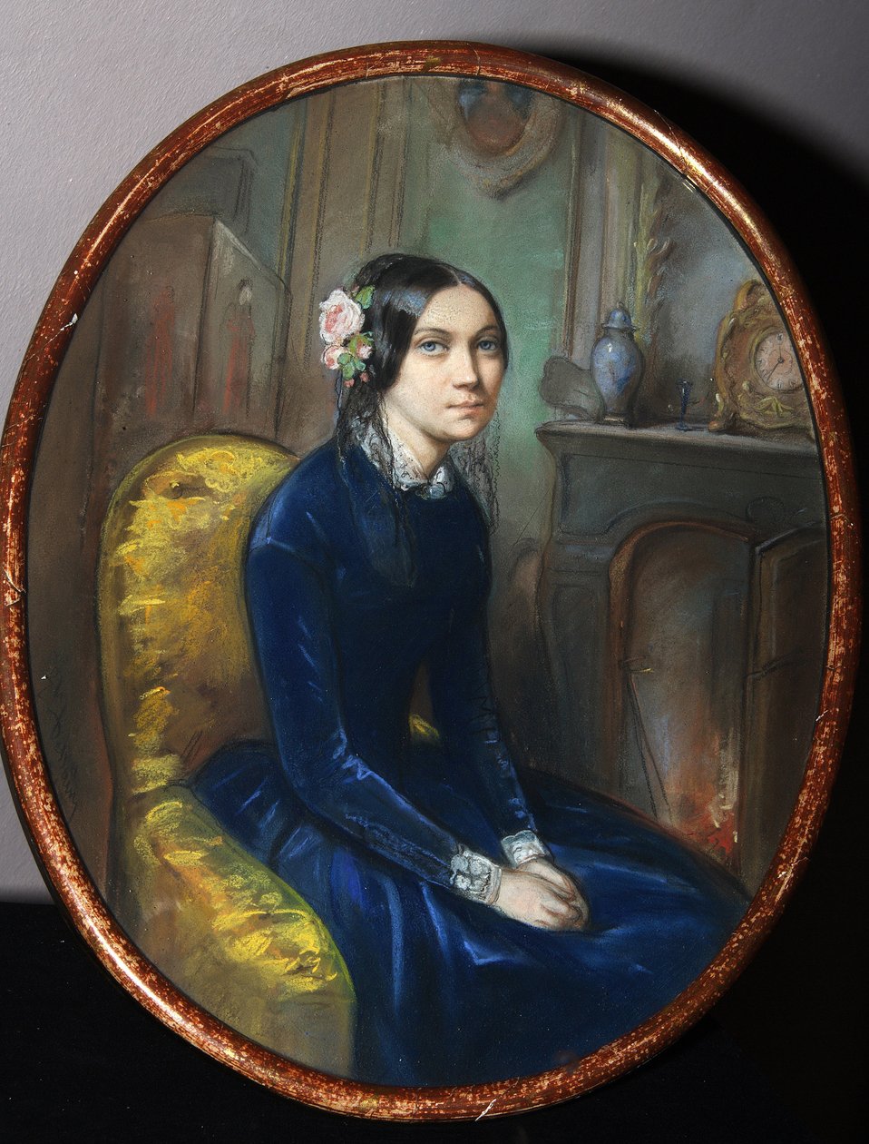 Portrét Idalie Poletiky (?) (Portrét I. Poletiky). Dílo Emile Francoise Dessaina (1808-1882), akvarel a pastel na papíře od Emile Francois Dessain