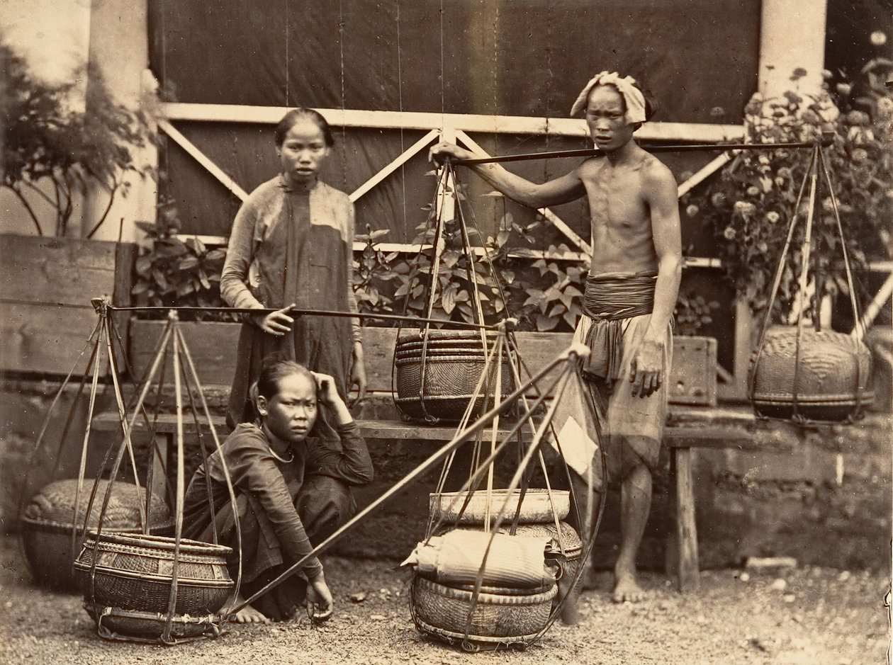 Obchodníci s ovocem, Cochinchina, 1866. od Emile Gsell