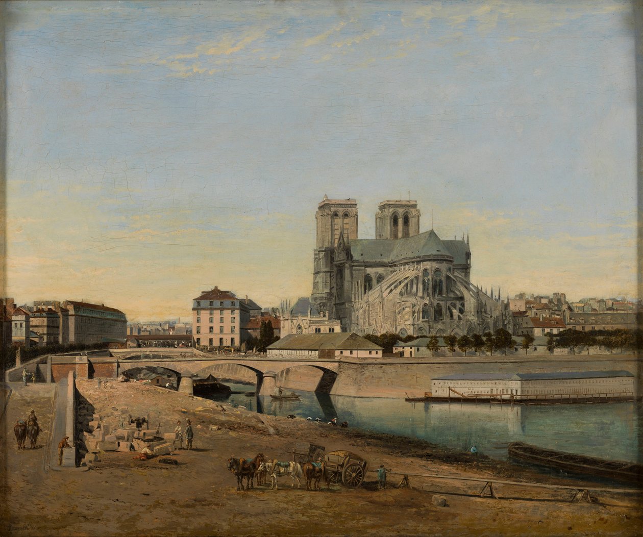 Apsida Notre-Dame, při pohledu z Quai de la Tournelle, 1860. od Emile Harrouart