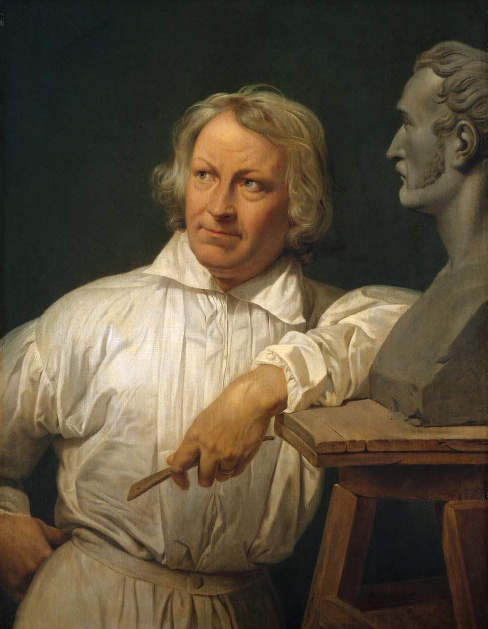 Bertel Thorvaldsen 1768-1844 s bustou Horace Verneta, 1833 nebo později. od Emile Jean Horace Vernet