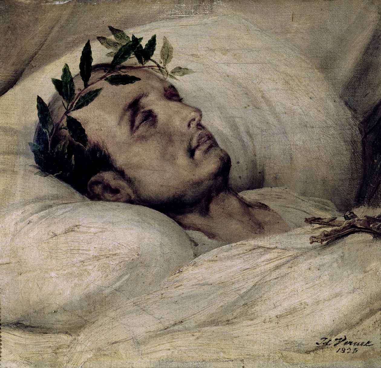 Napoleon I. (1769-1821) na smrtelné posteli od Emile Jean Horace Vernet