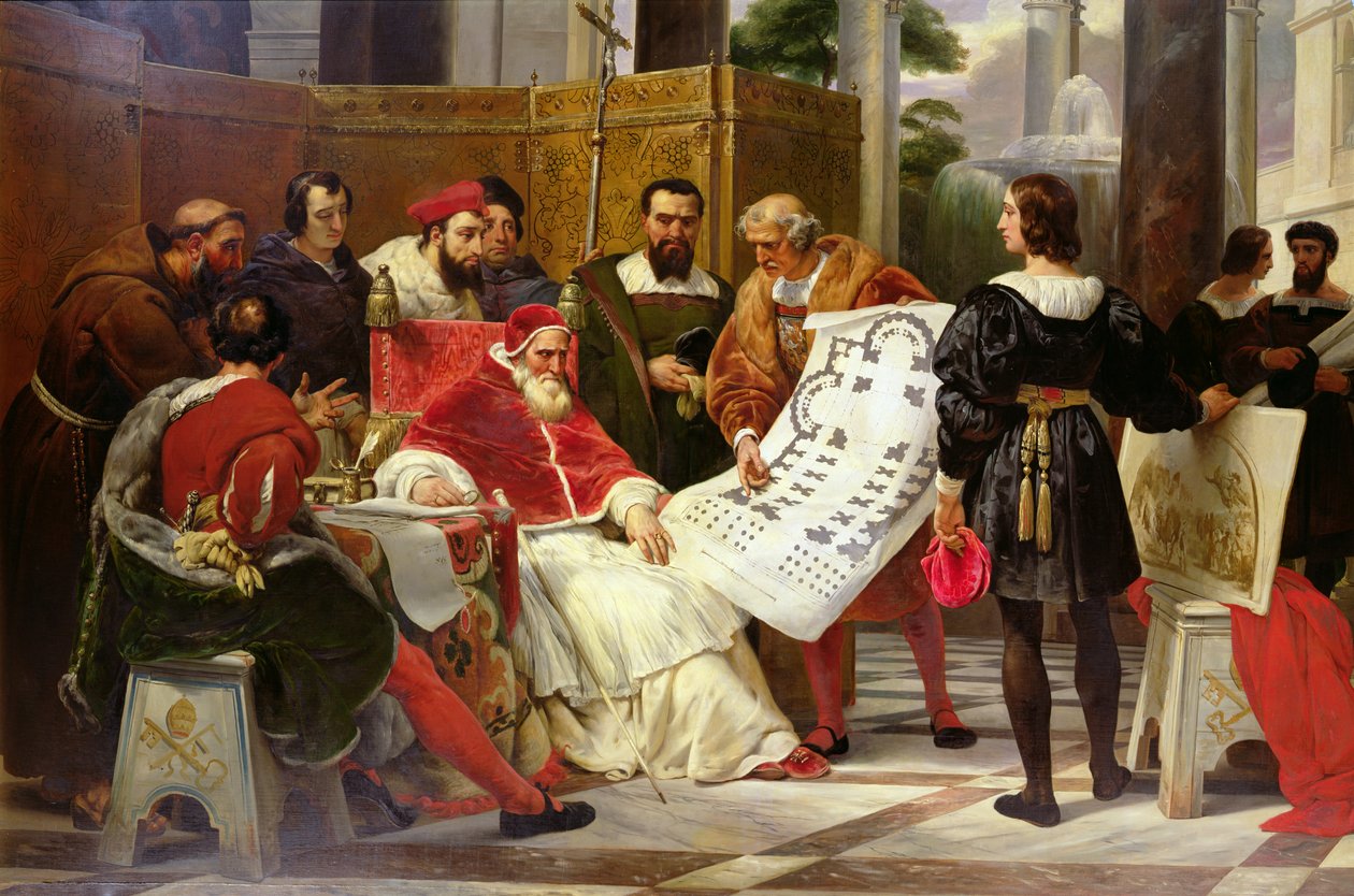 Papež Julius II. nařídil Bramante, Michelangelovi a Raphaelovi postavit Vatikán a St. Peter