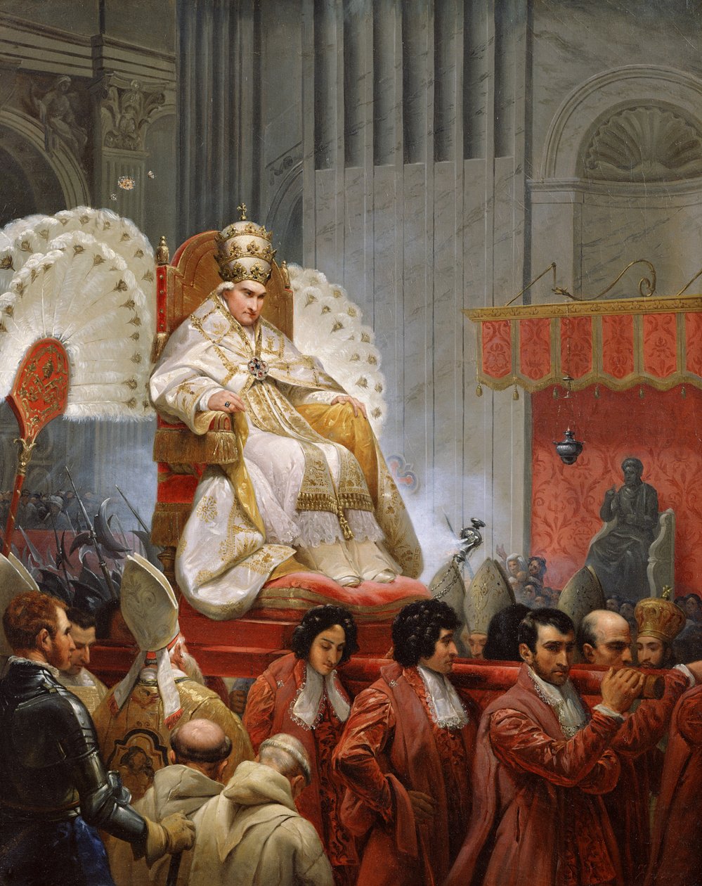 Papež Pius VIII (1761-1830) ve Svatém Petru na Sedia Gestatoria (viz také 240240) od Emile Jean Horace Vernet