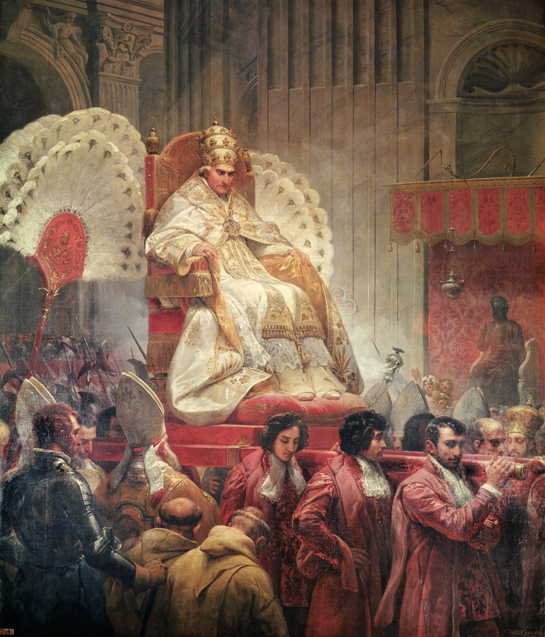 Papež Pius VIII (1761-1830) ve Svatém Petru na Sedia Gestatoria, 1829 (viz také 182515) od Emile Jean Horace Vernet