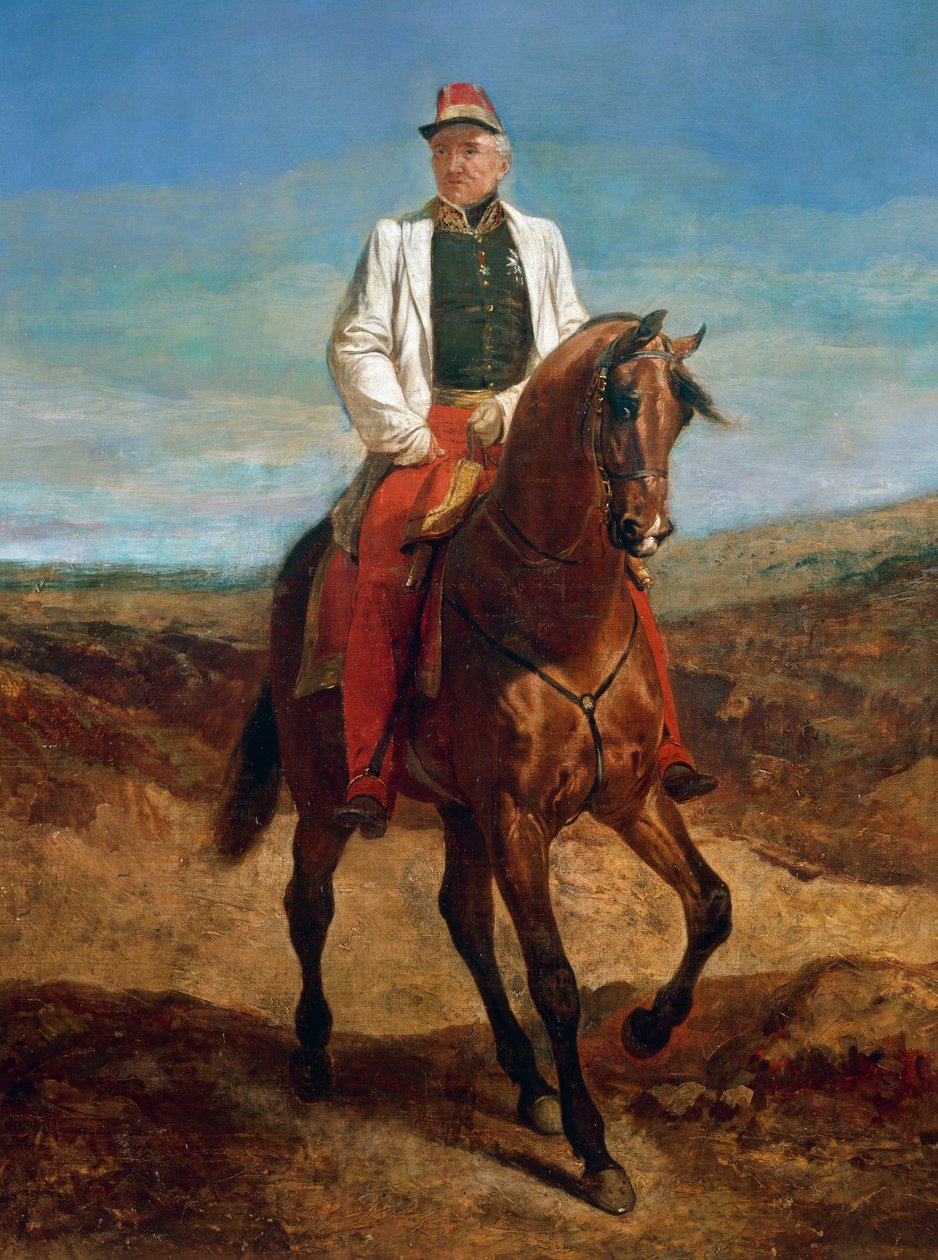 Jezdecký portrét Thomase Roberta Bugeauda de la Piconnerie (1784-1849), v roce 1844 vévody z Isly, v roce 1843 maršála Francie, generálního guvernéra Alžírska. od Emile Jean Horace Vernet