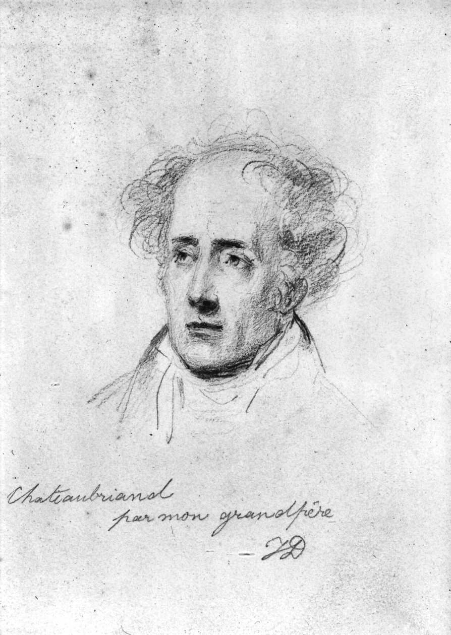Portrét Francoise Reneho (1768-1848) Vicomte de Chateaubriand, kolem roku 1829 od Emile Jean Horace Vernet