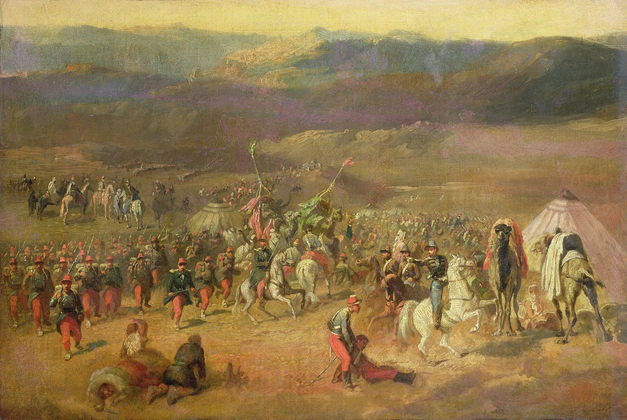 Zajetí družiny Abd-el-Kadera (1808-83) aneb Bitva u Isly 14. srpna 1844, 1844-63 od Emile Jean Horace Vernet