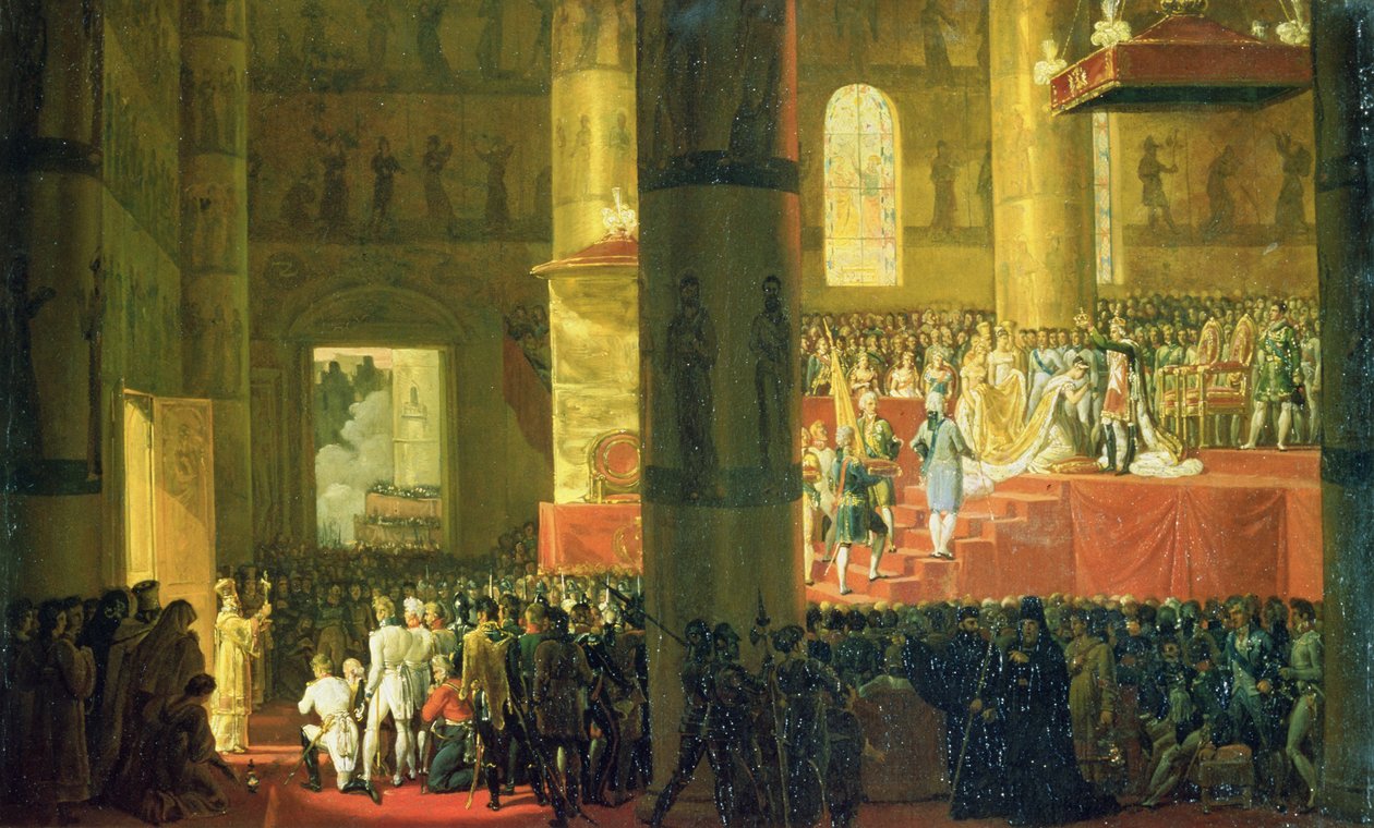 Korunovace císařovny Marie Fjodorovny (1759-1828) 1797 (olej na plátně) od Emile Jean Horace Vernet