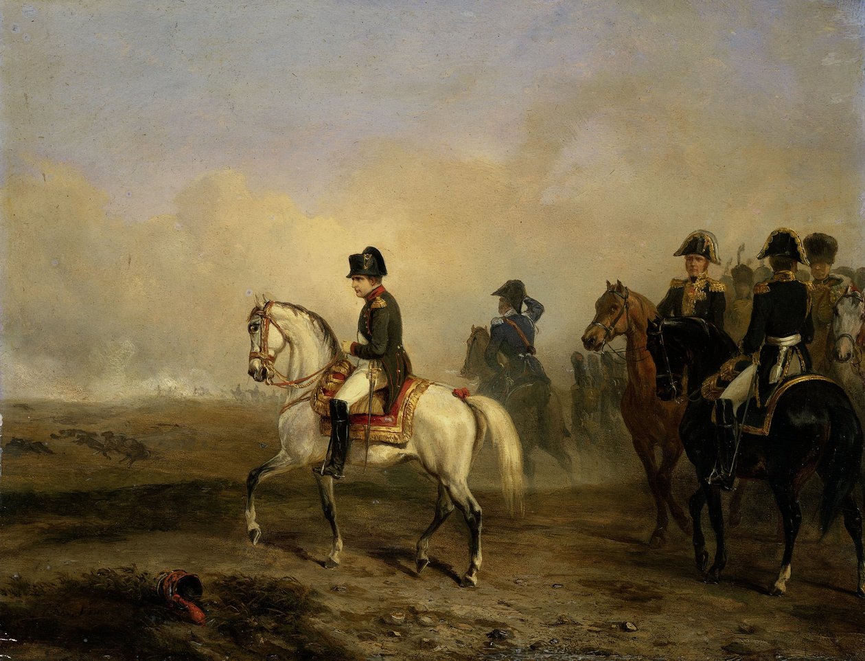 Císař Napoleon I. a jeho štáb na koni od Emile Jean Horace Vernet