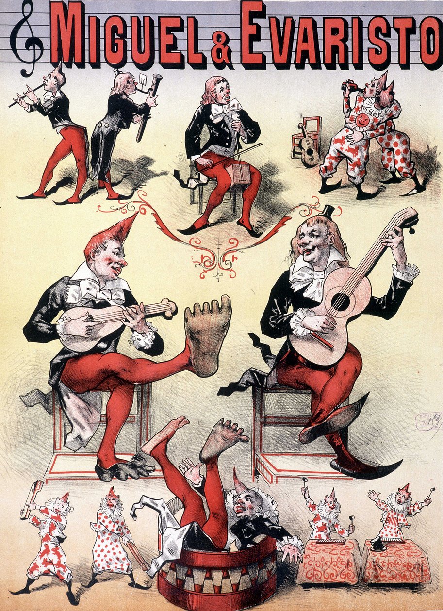 Les clowns Miguel & Evaristo - plakát od Lévy, konec 19. století od Emile Levy