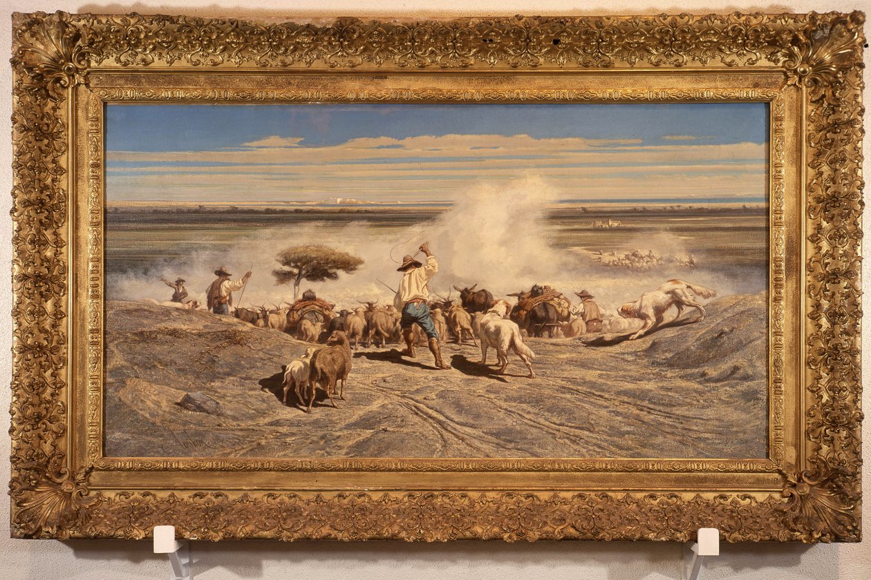 Návrat stáda Emile Loubon (1809 - 1863), olej na plátně, 0,91 x 1,70 cm. Muzeum výtvarných umění v Toulonu. od Emile Loubon