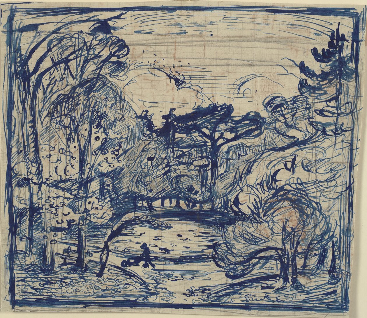 Skovinterieur med braendehugger. Côte de Grace, Honfleur. od Emile Othon Friesz