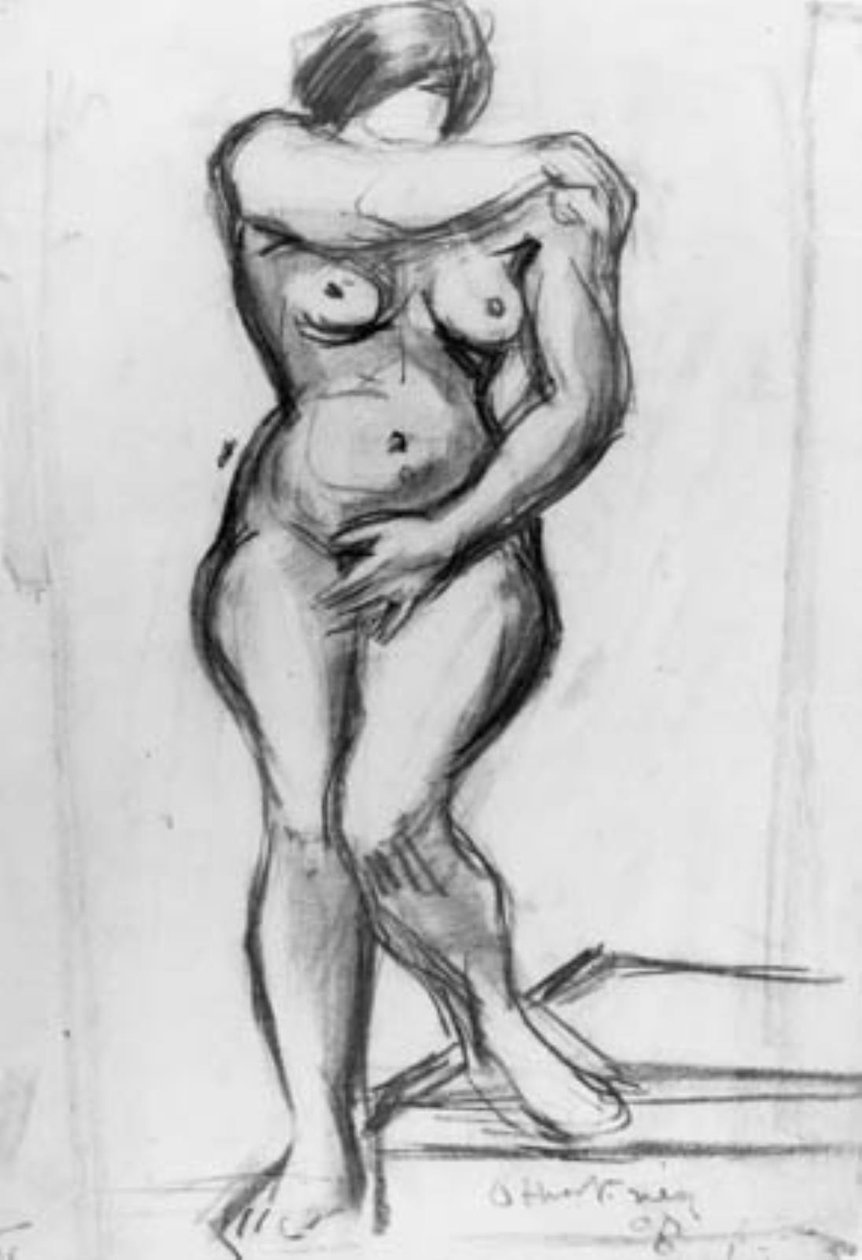 Stojící ženský model en face, croquis. od Emile Othon Friesz