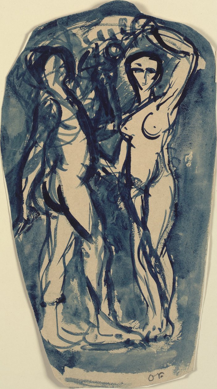 Dvě stojící, nahé postavy (Adam a Eva?). od Emile Othon Friesz