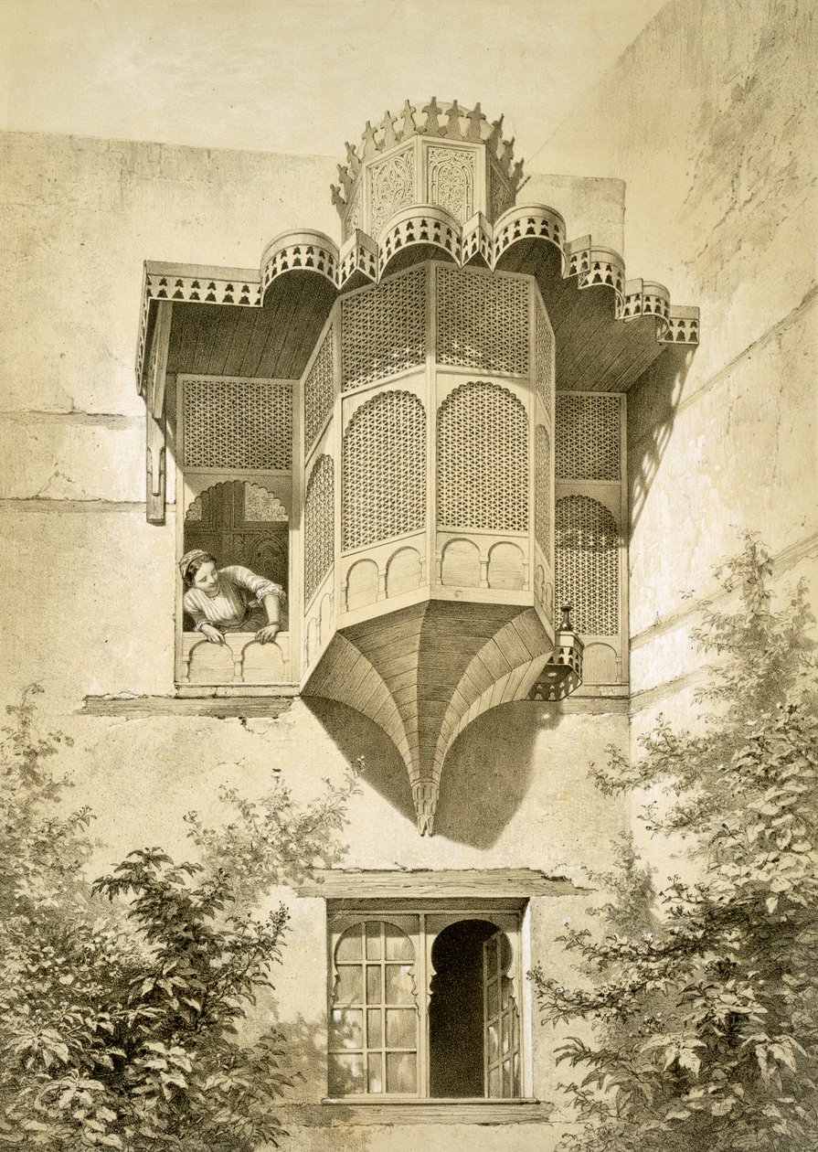 Káhira: Dům zvaný Beyt El-Emyr (trochu zchátralý), 19. století od Emile Prisse d