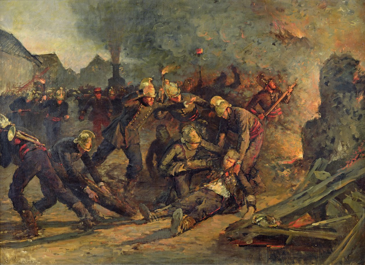 Smrt podplukovníka Froidevauxe (1850-87) z pařížského hasičského sboru, 1887 od Emile Renard