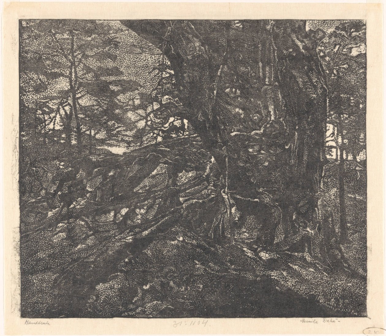 Stromy na okraji duny mezi Egmondem a Bergenem od Emilius Wilhelmus Dehé (signed by artist)