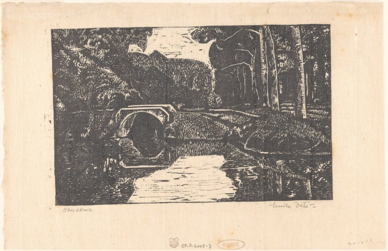 Most přes kanál v lese od Emilius Wilhelmus Dehé (signed by artist)
