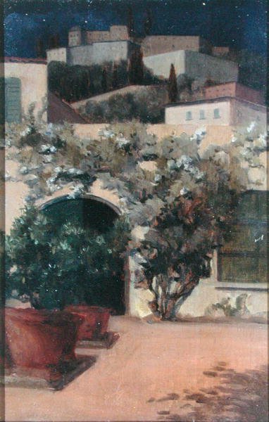 Italian Hilltop Town by Night (olej na panelu) od Emily Beatrice Bland