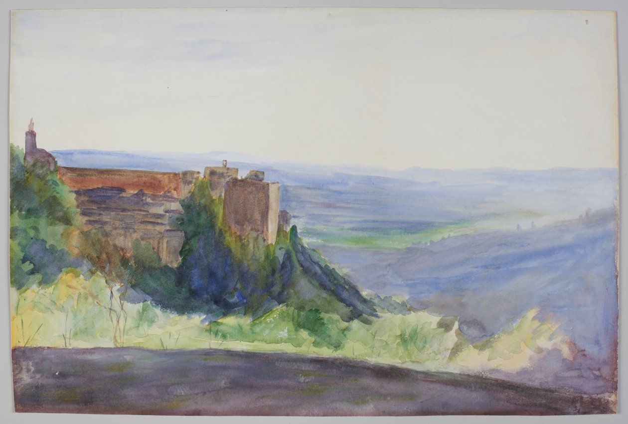 Alhambra, kolem roku 1900. Tužka a akvarel od Emily Sargent