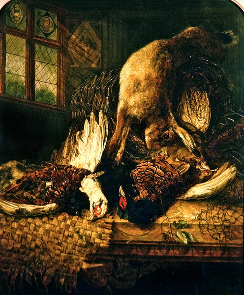 Zátiší s bažanty a zajícem, kolem roku 1860 (olej na plátně) od Emily Stannard