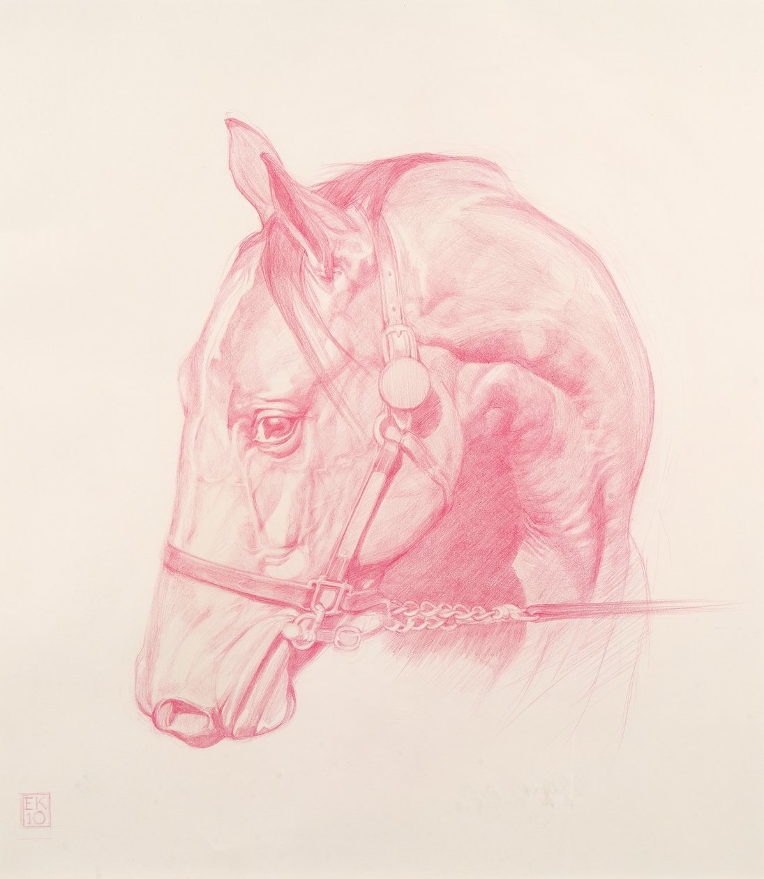 Portrét hlavy, 2010 (červená křída na papíře) od Emma Kennaway