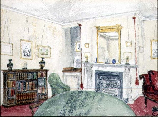 Salon ve Windermaru, kolem roku 1845 (akvarel na papíře) od Emma Kinder