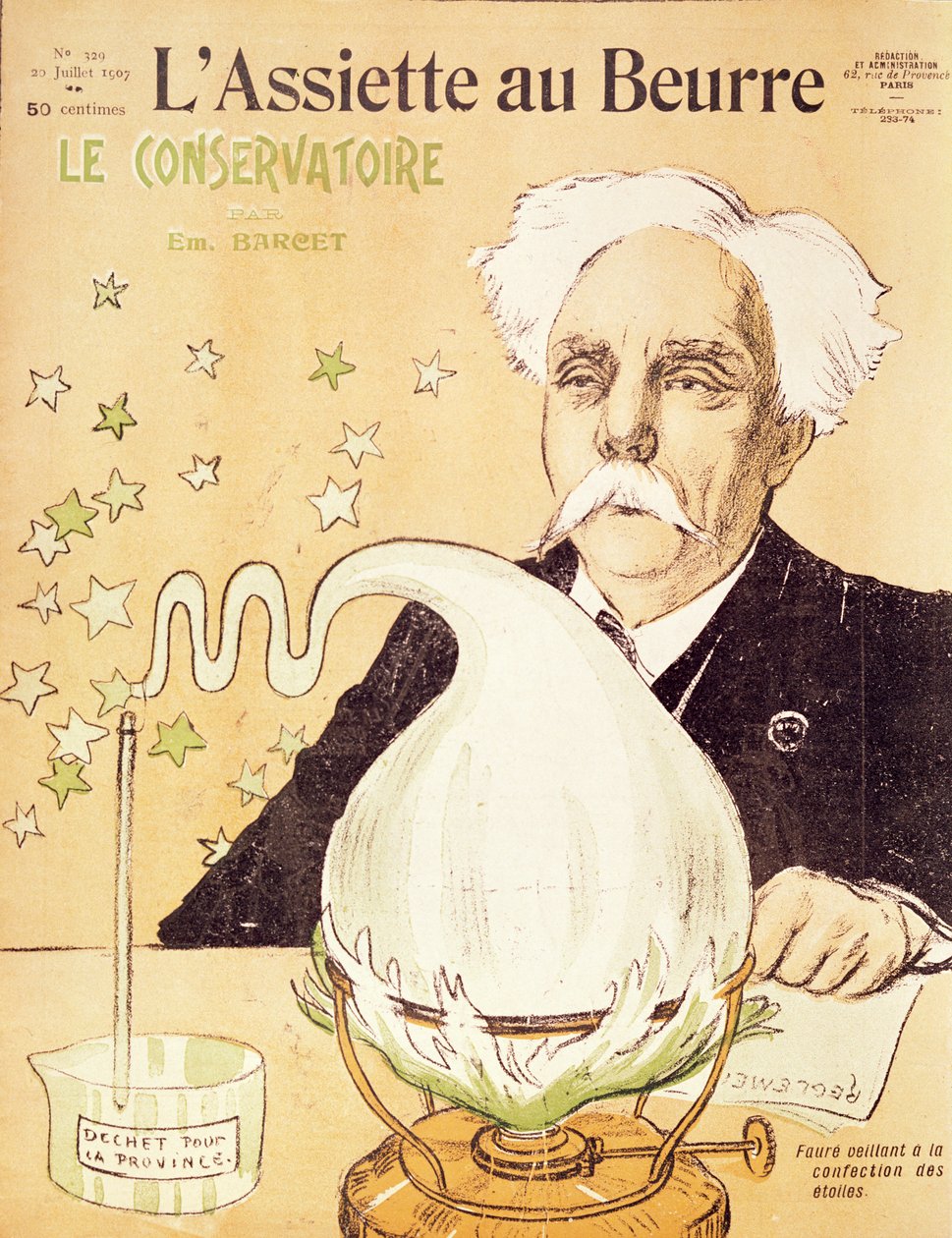 Karikatura Gabriela Faureho (1845-1924) vytvářející hvězdy, z 