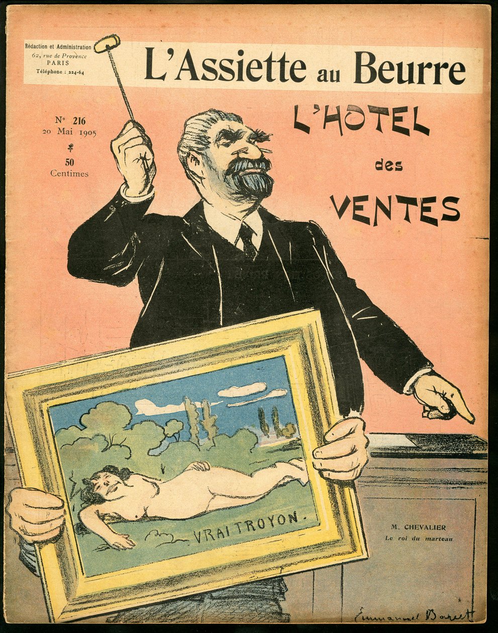 Obálka "" L’Plate au beurre"", číslo 215, satirické barvy od Emmanuel Barcet