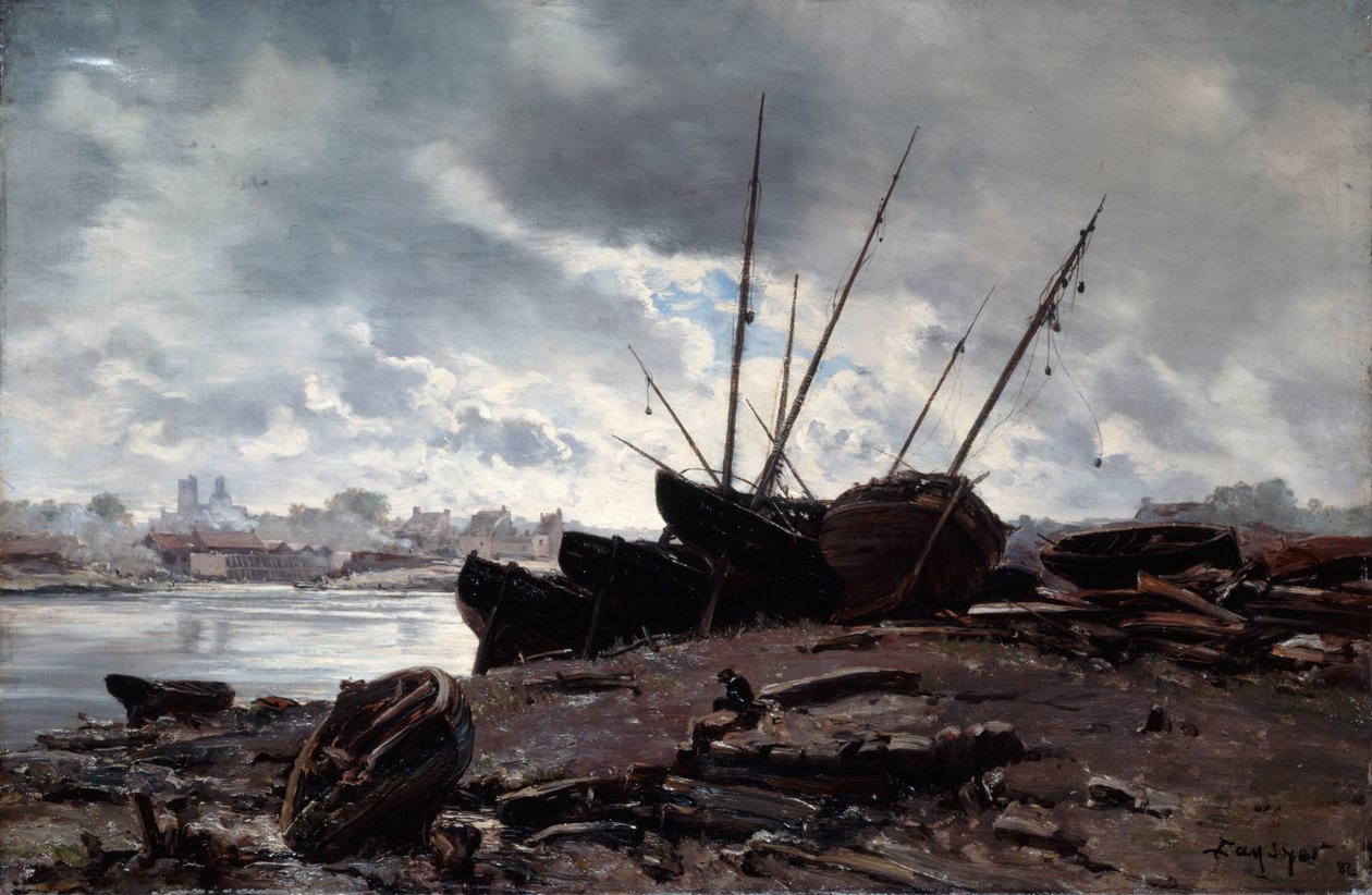 Lodě čekající na příliv, 1882. od Emmanuel Lansyer