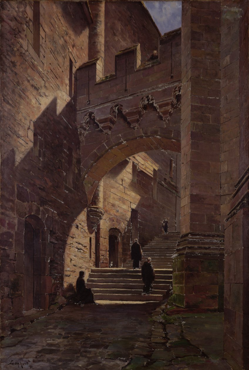 Mont Saint-Michel, opevněná brána v opatství, 1881 od Emmanuel Lansyer