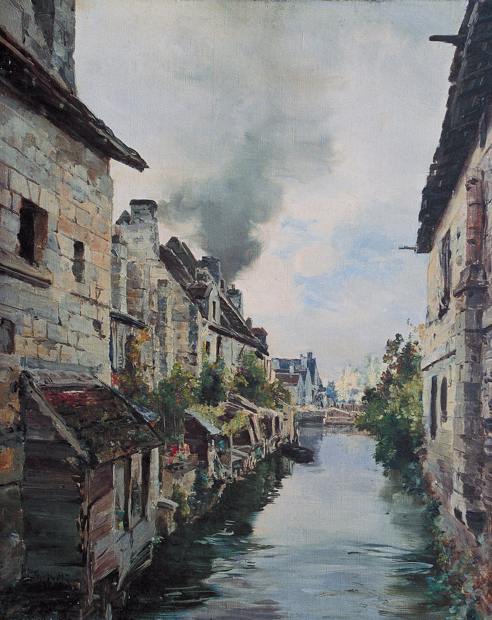 Beaulieu Canal, pohled na most na silnici z Loches do Beaulieu. 1891 (olej na plátně) od Emmanuel Lansyer