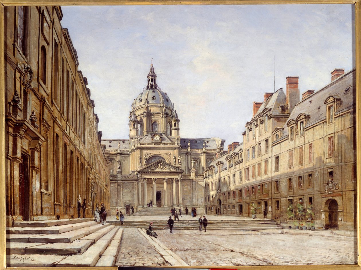 Dvůr staré Sorbonny v Paříži. Obraz Emmanuela Lansyera (1835-1893) od Emmanuel Lansyer