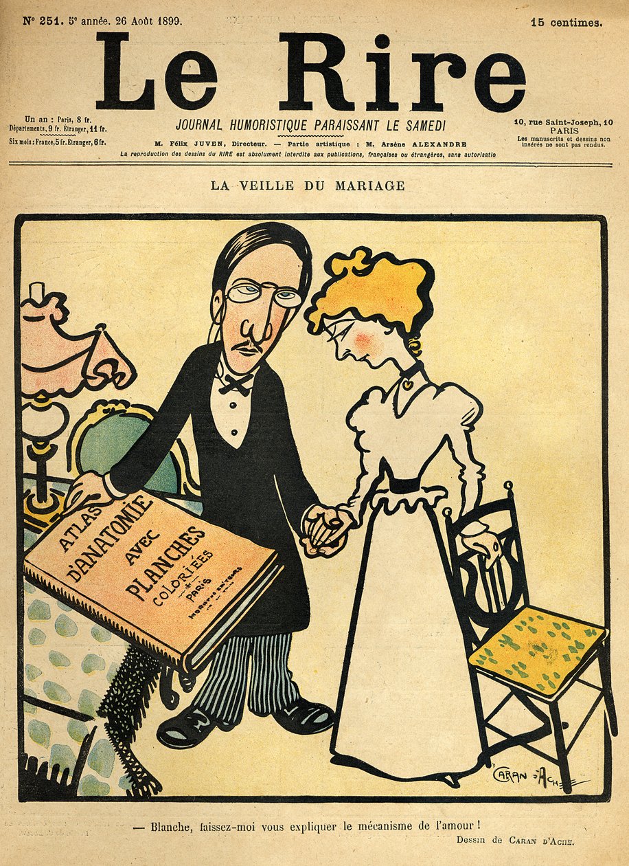 Den před svatbou, karikatura z obálky "Le Rire", 26. srpna 1899 od Emmanuel Poire Caran D