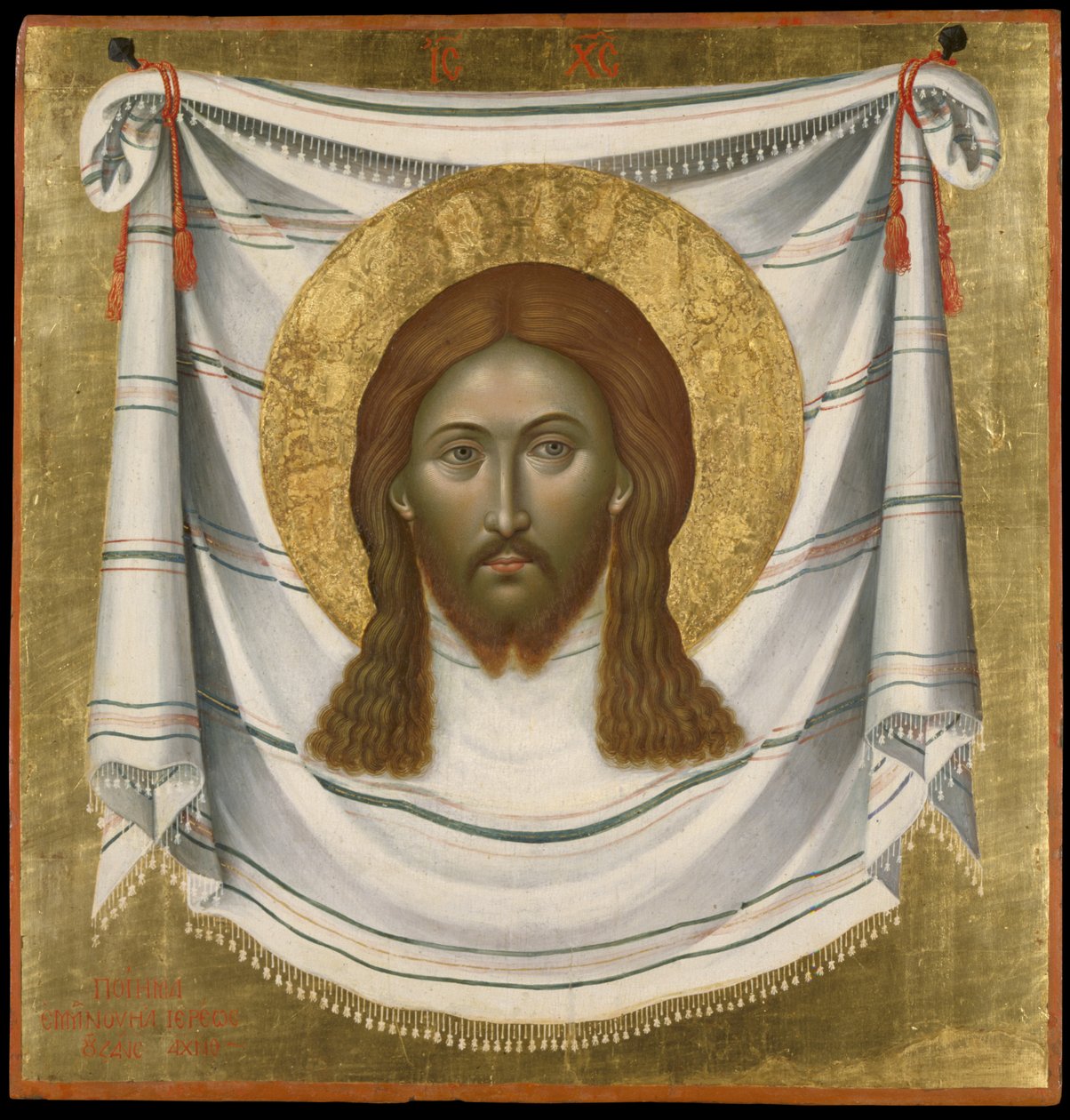 The Holy Towel, 1659 (vaječná tempera na panelu) od Emmanuel Tzanes