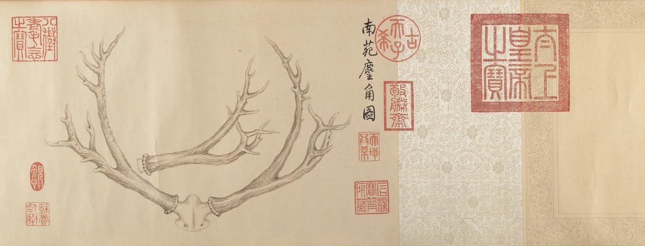 Dva obrazy jeleních parohů z let 1762 a 1767. od Emperor Qianlong