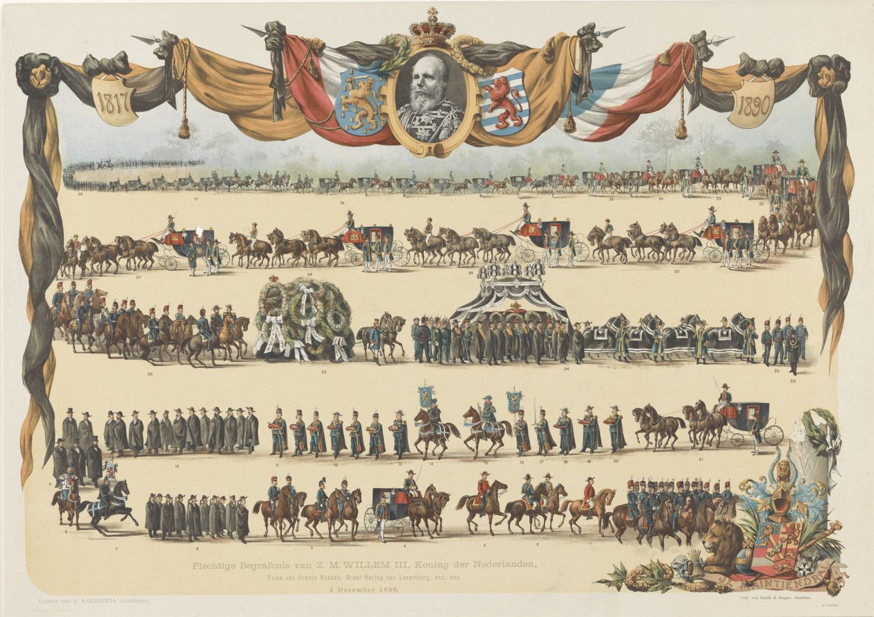 Slavnostní pohřeb H. M. Willema III., nizozemského krále (...) 4. prosince 1890 (titul na předmětu) od Emrik and Binger